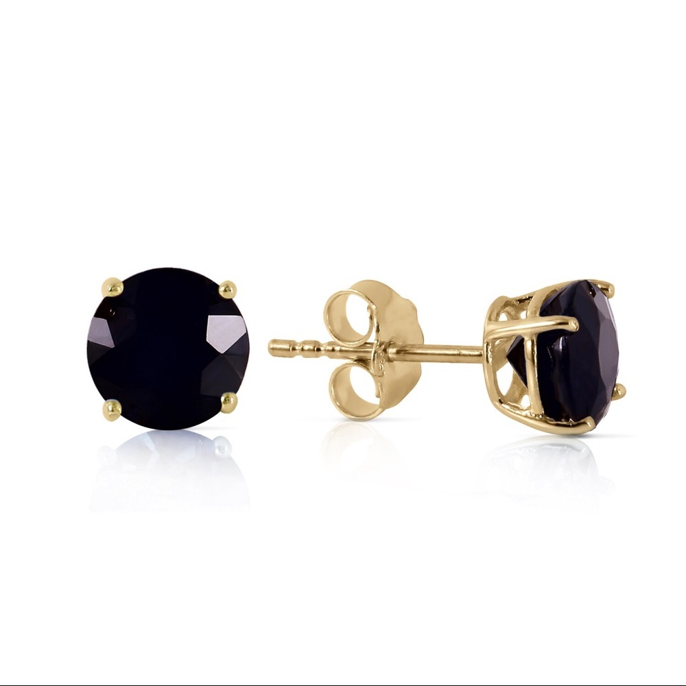 14K. STUD EARRINGS 1.0 CT. NATURAL BLACK DIAMONDS - Picture 1 of 3